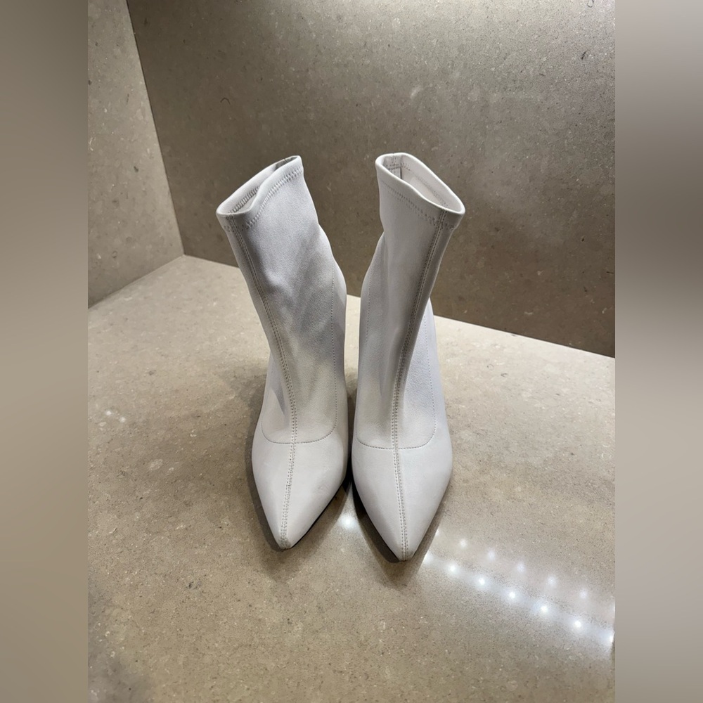 Something Navy White Heeled Boots